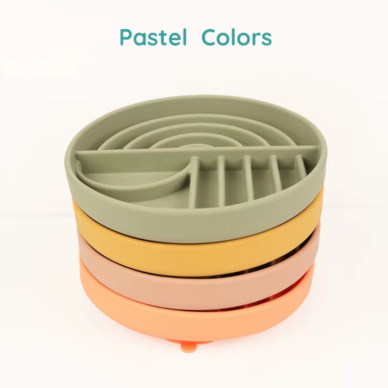 Dog Cat Pet Slow Food Bowl Cat Anti-Knockover Anti-Slip Food Bowl Puppy Anti-Choking Silicone Feeder Toy Food Plate Pet Supplies
