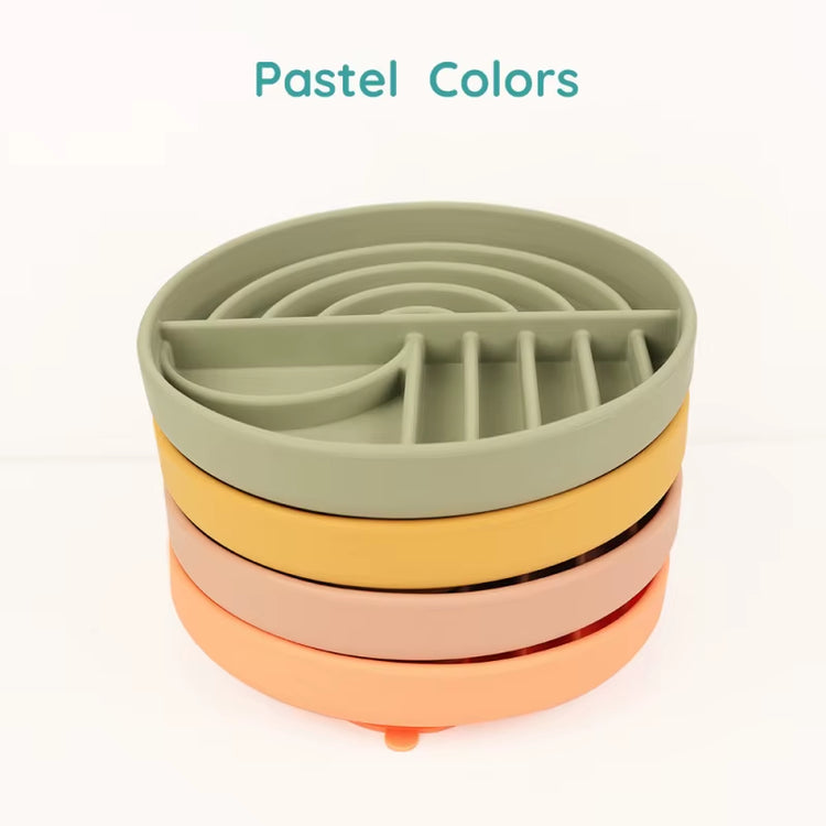Dog Cat Pet Slow Food Bowl Cat Anti-Knockover Anti-Slip Food Bowl Puppy Anti-Choking Silicone Feeder Toy Food Plate Pet Supplies